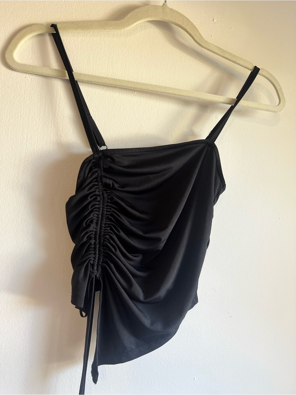 Black Ruched Drawstring Camisole Top - Picture 3 of 4